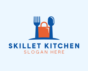 Fork Spoon Shopping Bag logo design