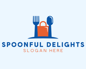 Fork Spoon Shopping Bag logo design