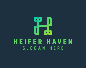 Green Sprout Letter H logo design