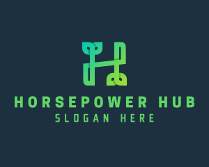 Green Sprout Letter H logo design