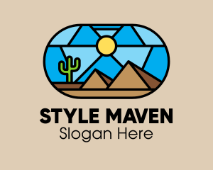 Desert Cactus Landscape Mosaic  logo design