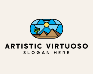 Desert Cactus Landscape Mosaic  logo design