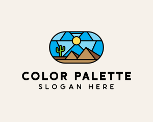 Desert Cactus Landscape Mosaic  logo design