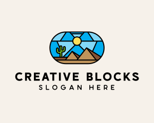 Desert Cactus Landscape Mosaic  logo design