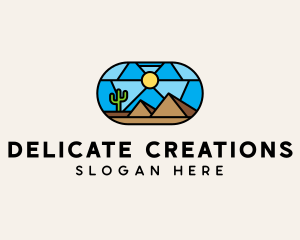 Desert Cactus Landscape Mosaic  logo design