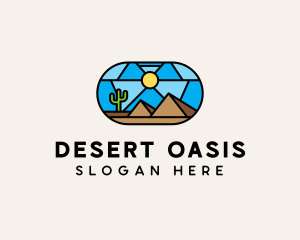 Desert Cactus Landscape Mosaic  logo design