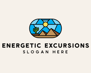 Desert Cactus Landscape Mosaic  logo design