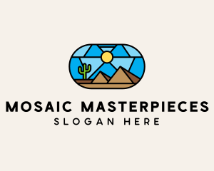 Desert Cactus Landscape Mosaic  logo design