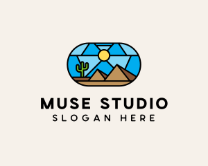 Desert Cactus Landscape Mosaic  logo design