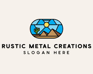 Desert Cactus Landscape Mosaic  logo design