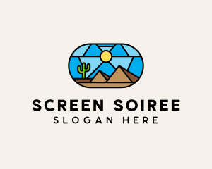 Desert Cactus Landscape Mosaic  logo design