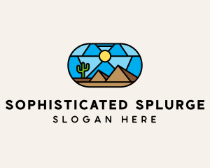 Desert Cactus Landscape Mosaic  logo design