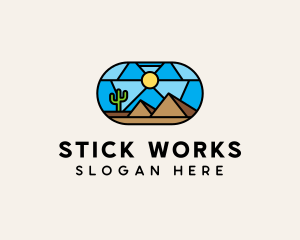 Desert Cactus Landscape Mosaic  logo design