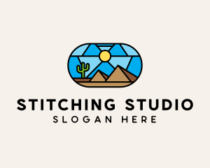 Desert Cactus Landscape Mosaic  logo design