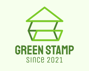 Green Geometric House logo design