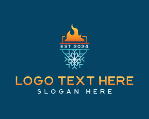 HVAC Flame Snowflake logo