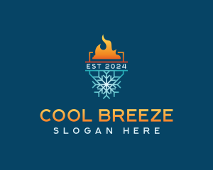 HVAC Flame Snowflake logo design