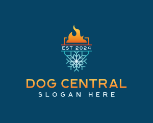 HVAC Flame Snowflake logo design