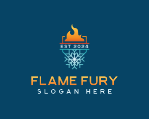 HVAC Flame Snowflake logo design