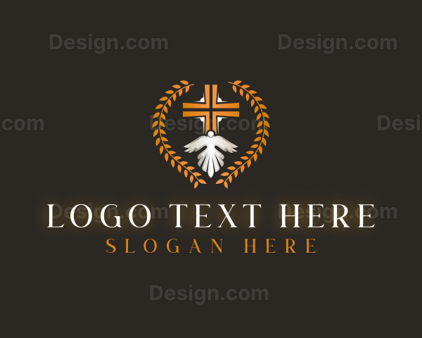 Dove Cross Wreath Logo