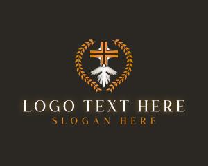 Dove Cross Wreath logo