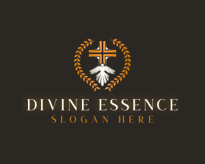 Dove Cross Wreath logo design