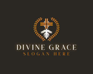 Dove Cross Wreath logo design