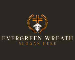 Dove Cross Wreath logo design