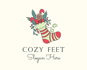 Holiday Christmas Sock  logo design