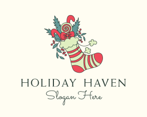 Holiday Christmas Sock  logo design