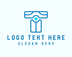 Modern Blue Letter T Logo