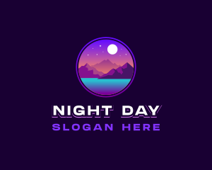 Mountain Night Lake logo design