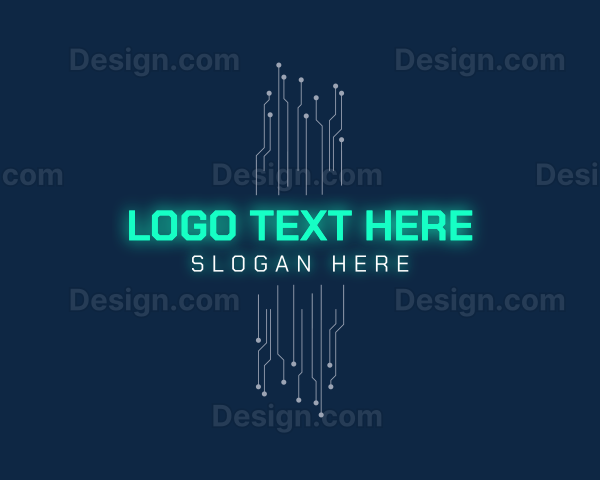 Cyber Neon Circuit Logo