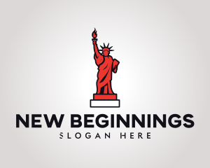 Red Statue of Liberty logo design