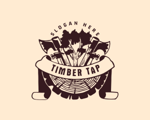 Tree Lumberjack Axe  logo design