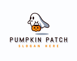 Ghost Halloween Pumpkin logo design