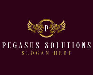 Pegasus Wings Crest logo design