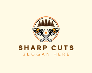 Chainsaw Tree Cutting logo design