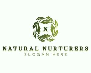 Vegan Natural Leaves logo design