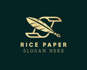 Feather Pen Quill logo design