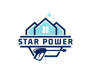 Sparkling House Pressure Washer logo design