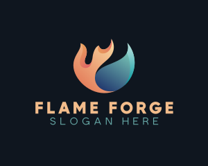 Flame Water Droplet logo design