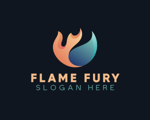 Flame Water Droplet logo design