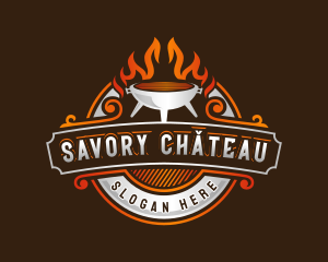 Barbecue Flame Grill logo design