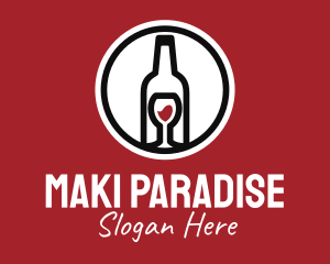 Wine Glass Bottle logo design