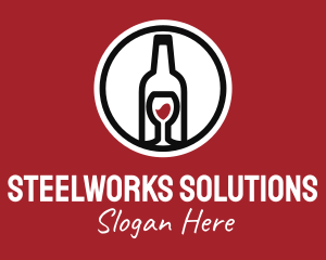 Wine Glass Bottle logo design