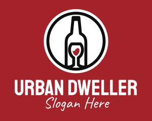 Wine Glass Bottle logo design