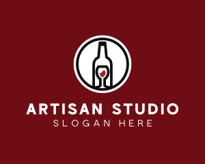 Wine Glass Bottle logo design