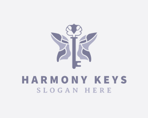 Luxury Key Butterfly logo design