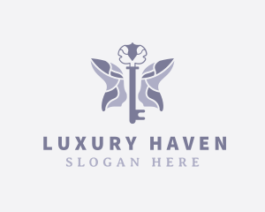 Luxury Key Butterfly logo design